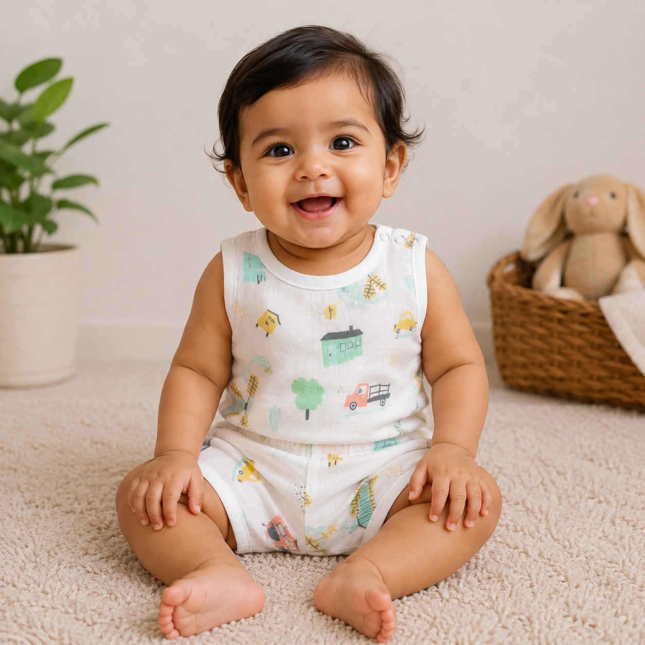 Muslin Boxy style co-order set(0-3 months)